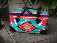 Turquoise and Red Go West Weekender Bag