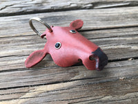 Hand Painted Red Angus Cow Leather Keychain