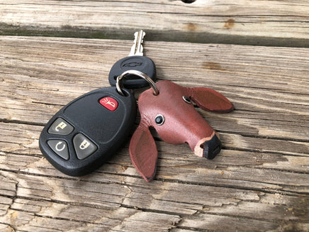 Hand Painted Red Brahma Cow Leather Keychain