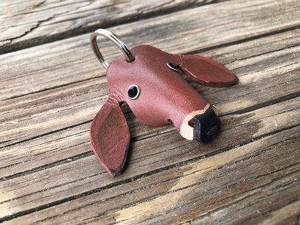 Hand Painted Red Brahma Cow Leather Keychain