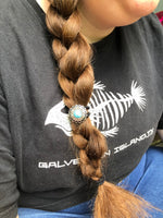 Turquoise Feather Round Concho Hair Tie - Peyote Rose