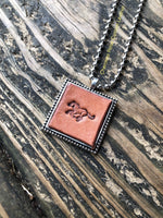Running Horse Stamped Leather Pendant Necklace