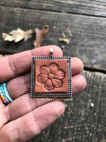 Stamped Flower Leather Pendant Necklace