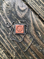 Stamped Sunflower Leather Pendant Necklace