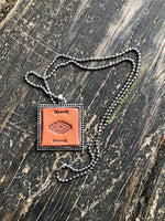 Stamped Tribal Design Leather Pendant Necklace