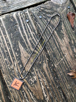 Stamped Turkey Track Design Leather Pendant Necklace