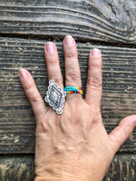 Diamond Concho Western Styled Ring
