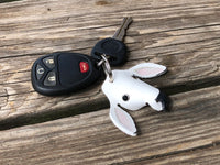 Hand Painted White Brahma Cow Leather Keychain